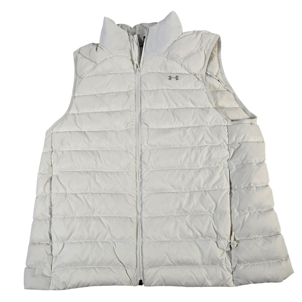 Under Armour Storm Puffer Vest Women's Large Cream Full Zip Lightweight ColdGear